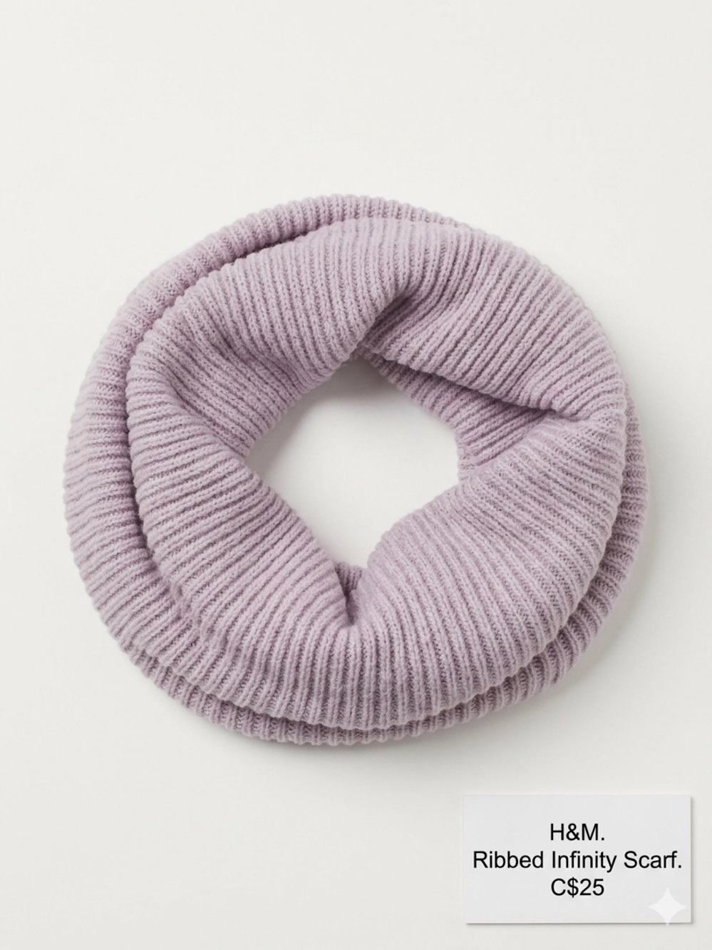 H&M Conscious Choice Ribbed Infinity Scarf Snood Lilac OS NWT